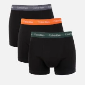Image of Calvin Klein Mens 3 Pack Trunks - Black-Jungle Leaf/Soot/Orange - S