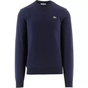 Image of Lacoste Navy Cotton Blend Fleece Sweatshirt