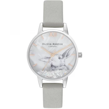 Image of Ladies Olivia Burton Faux Mother Of Pearl Dial Grey Rose Gold & Silver Watch