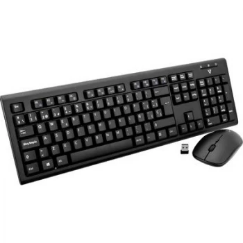 Image of V7 Videoseven CKW200ES Radio Keyboard and mouse set Splashproof Spanish, QWERTY Black
