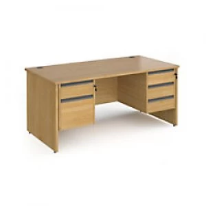 Image of Dams International Straight Desk with Oak Coloured MFC Top and Graphite Frame Panel Legs and Two & Three Lockable Drawer Pedestals Contract 25 1600 x