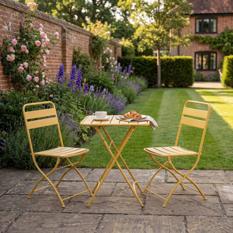 Image of Artemis Home Colourways Vibrant Folding Patio or Balcony Set in Yellow Yellow Unisex