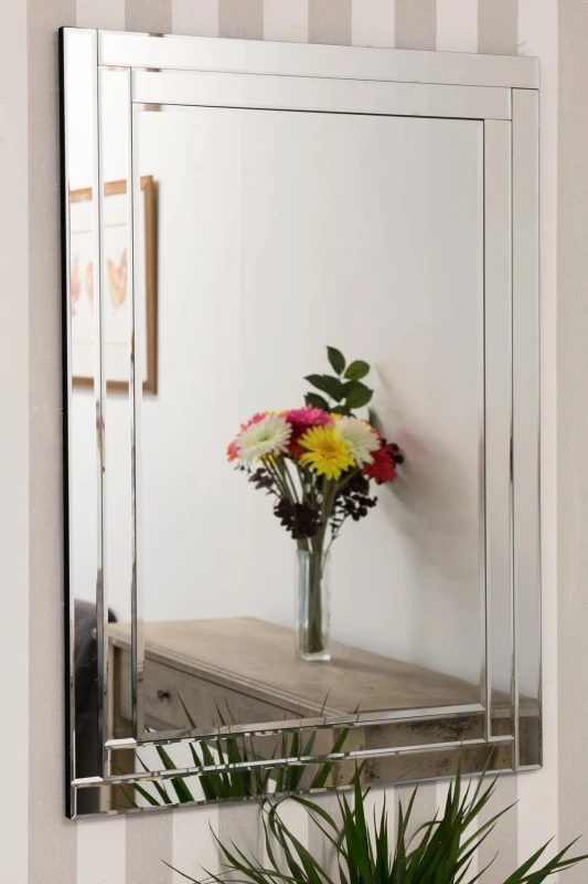 Image of Mirroroutlet Luxford All Glass Bevelled Wall Mirror 100 X 70 Cm