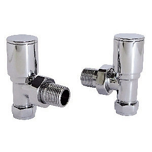 Image of Wickes Contemporary Chrome Round Angled Radiator Valves - 15mm