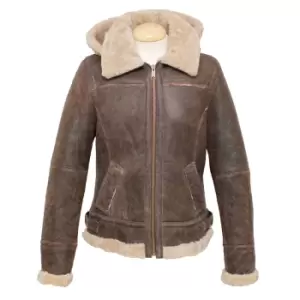 Image of Eastern Counties Leather Womens/Ladies Jessie Hooded Sheepskin Jacket (14) (Chocolate Forest)