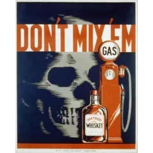 Image of Vintage Metal Sign Retro Advertising Skull Gas Whiskey