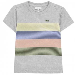 Image of Lacoste Block Stripe T Shirt Junior Boys - Grey Marl 9DE