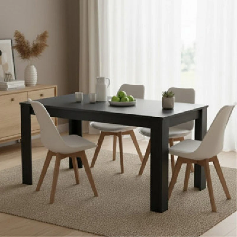 Image of Kosy Koala Arrow Charcoal Dining Table Set With 4 White Dining Chairs Dining Room Furniture
