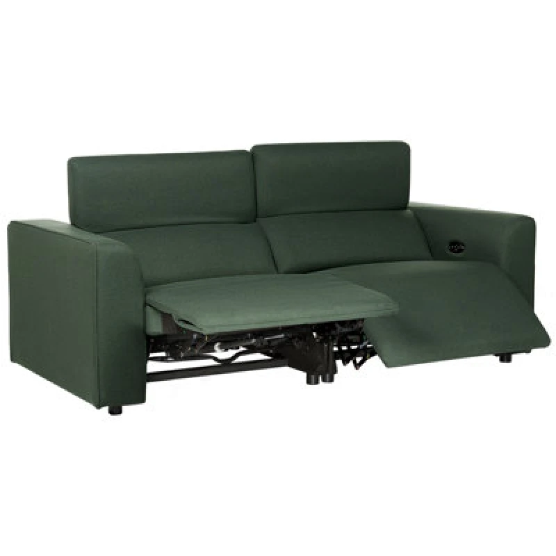 Image of Beliani Electric Recliner Sofa 2 Seater Ulven Fabric Dark Green With USB Port