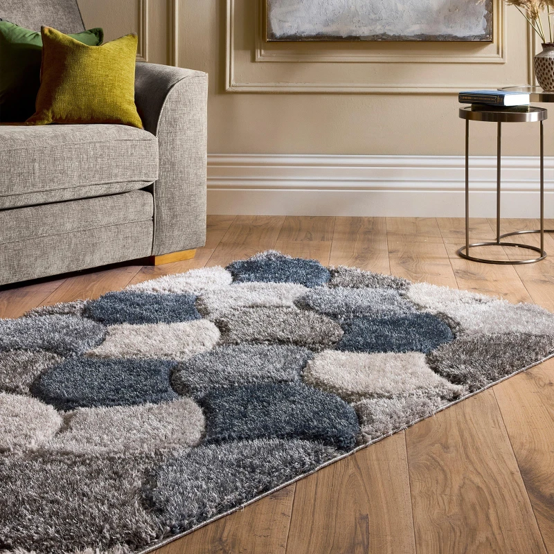 Image of Origins Scallop Shaggy Cosy Rug Navy - Origins - Size: 160X230 Navy 160X230 WB93106