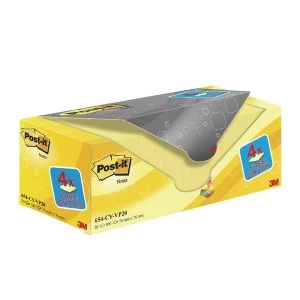 Image of Post-It Canary Yellow 76x76mm Value Pack 654CY-VP20 PK20
