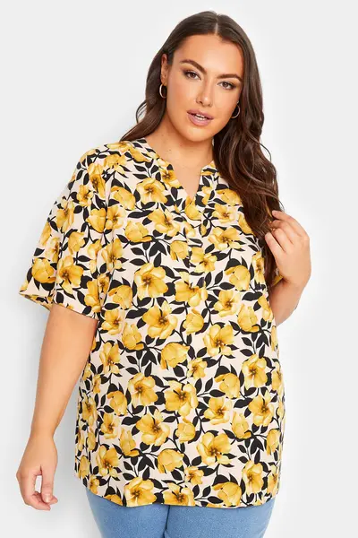 Image of Yours Printed Blouse Yellow