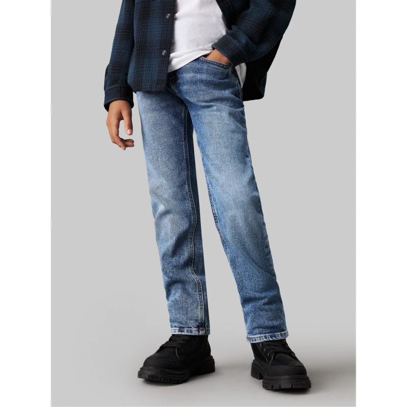 Image of Calvin Klein Jeans Kids Durable Denim Straight Leg Blue 1A4 male 8Y