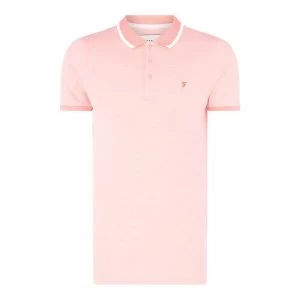 Image of Farah Vintage Basel Pique Polo Shirt - Peach 898
