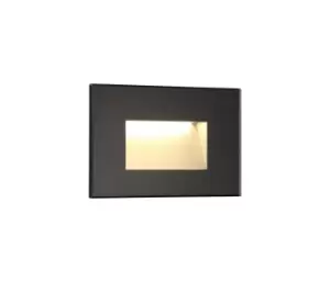 Image of Recessed Rectangle Wall Lamp, 1 x 3.3W LED, 3000K, 145lm, IP65, Black