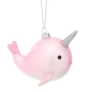 Image of Sass & Belle Pink Narwhal Shaped Bauble