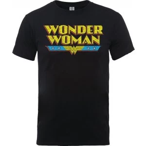 Image of DC Comics - Wonder Woman Logo Crackle Mens X-Large T-Shirt - Black