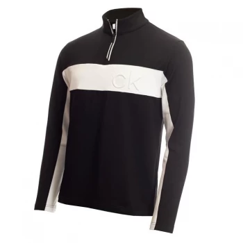 Image of Calvin Klein Golf Logo Zip Top - Black/White
