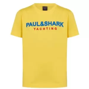 Image of Paul And Shark Logo Crew T-Shirt - Yellow