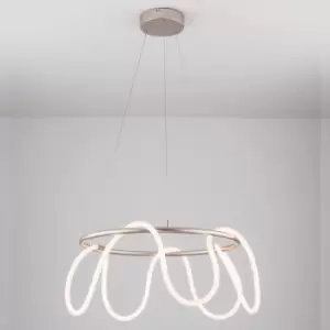 Image of LED Large Halo Pendant Light Flexible Polycarbonate Light Matt Nickel
