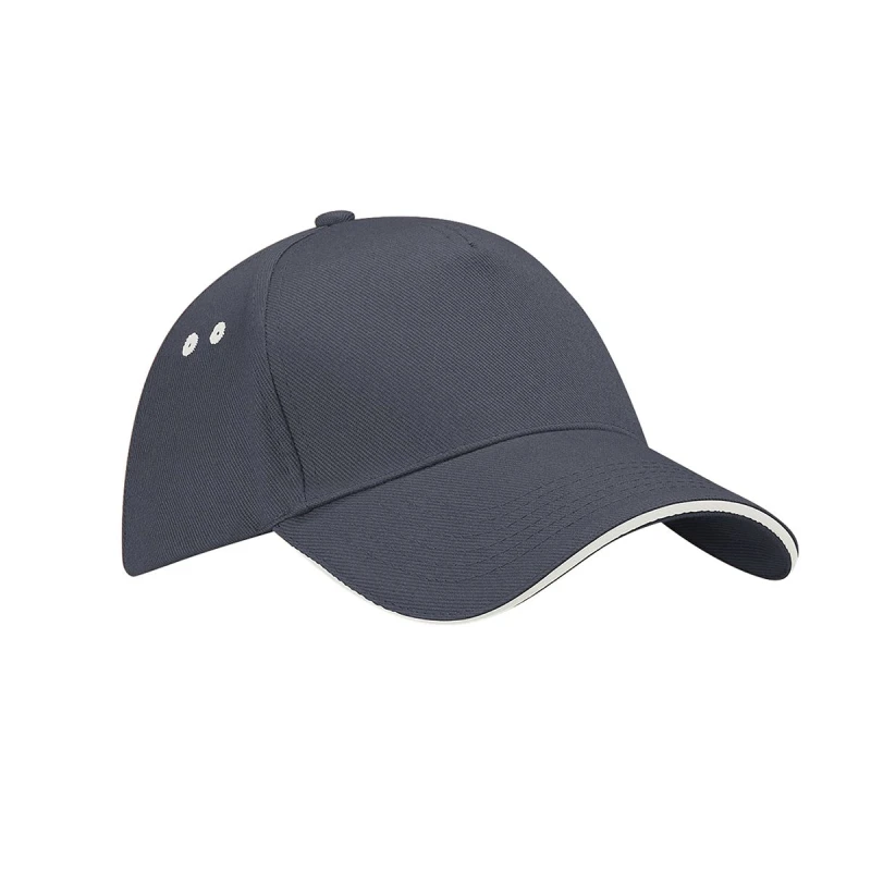 Image of Beechfield Beechfield Men Ultimate 5 Panel Contrast Baseball Cap With Sandwich Peak Headwear in Grey Grey One Size Male 5055747772968