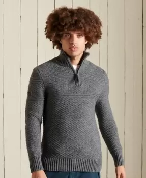 Image of Superdry Mens Jacob Henley Jumper Grey / Zinc Marl - Size: XL