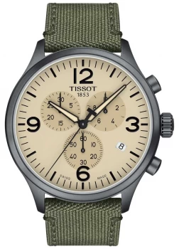 Image of Tissot Mens Chrono XL Khaki Strap Beige Dial Watch