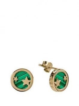 Image of Radley Gold Tone Sterling Silver Star Green Enamel Disc Stud Ladies Earrings