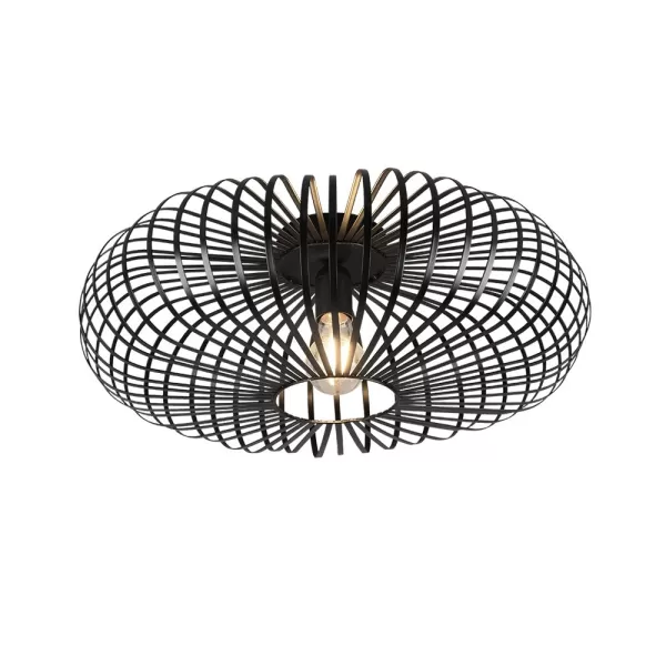Image of Johann Vintage 50cm Semi Flush Ceiling Light Black Matt