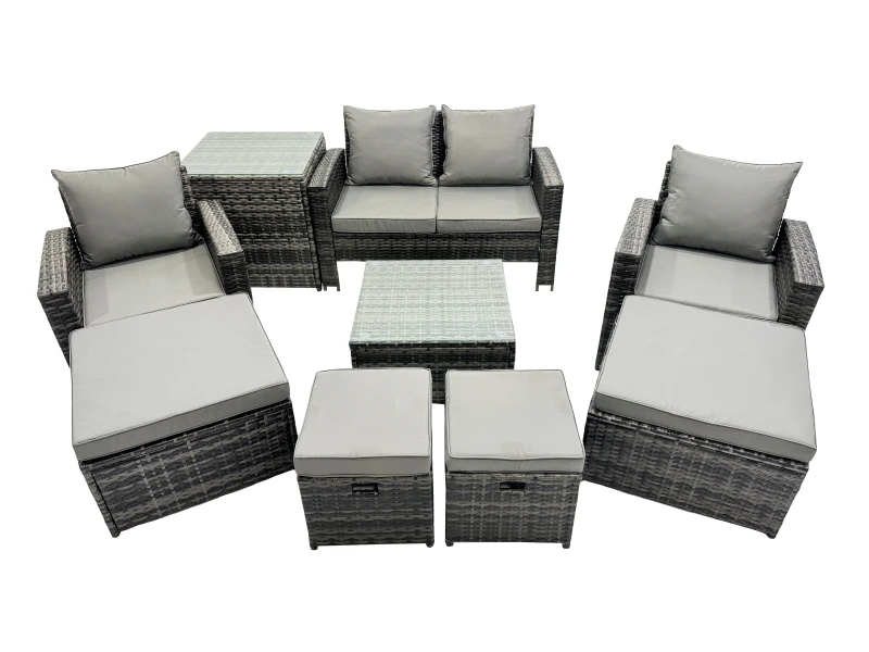 Image of Fimous Lounge Sofa Coffee Table Set with Side Table 4 Footstools in Dark Grey Dark Grey Unisex