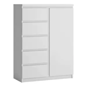 Image of Fribo 1 Door 5 Drawer Cabinet In White