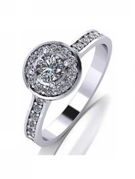 Image of Love Diamond Platinum 1/2Ct Diamond Solitaire Halo Ring