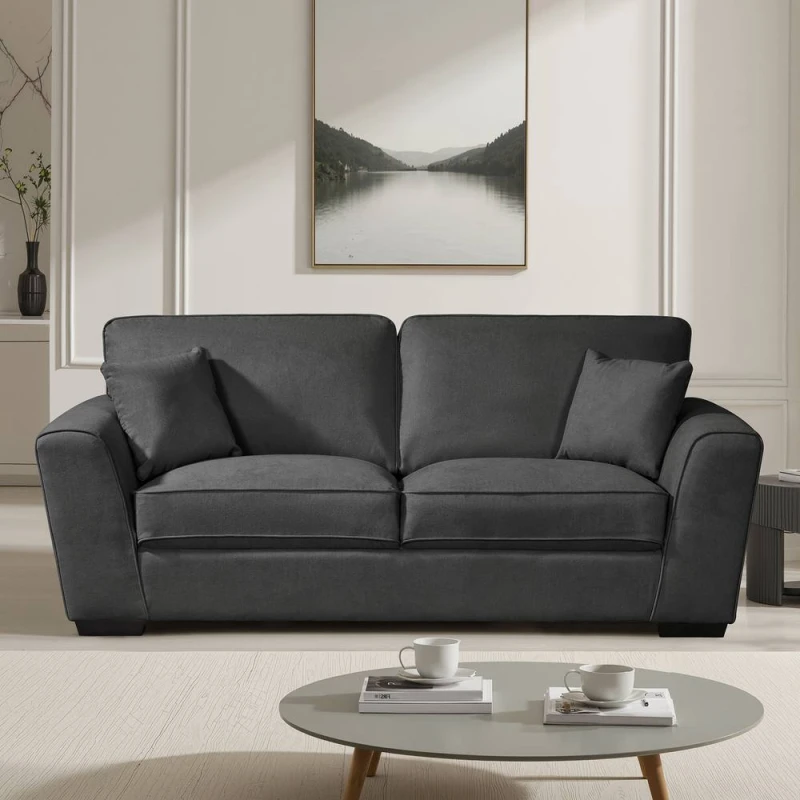 Image of Artemis Home Arlington 3 Seat Fabric Sofa in Charcoal Size: 3 Seater Charcoal Unisex 3 Seater