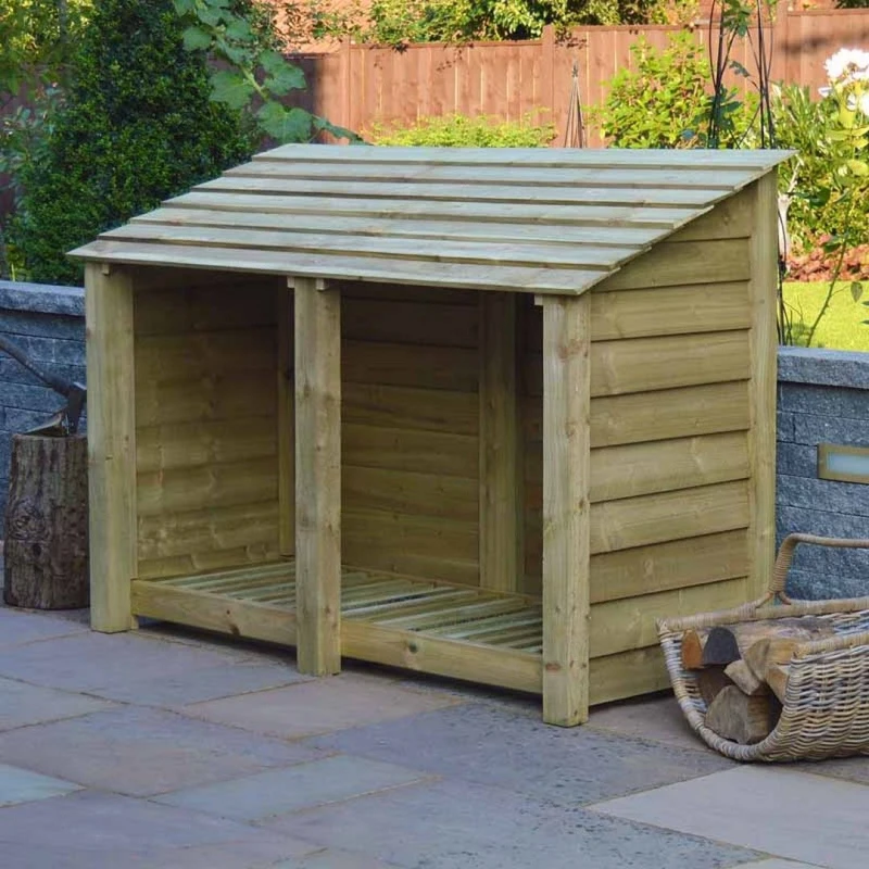 Image of Rutland County Garden Furniture Ltd Hambleton 4ft Log Store - L80 x W180 x H128cm - Light Green Light Green Unisex