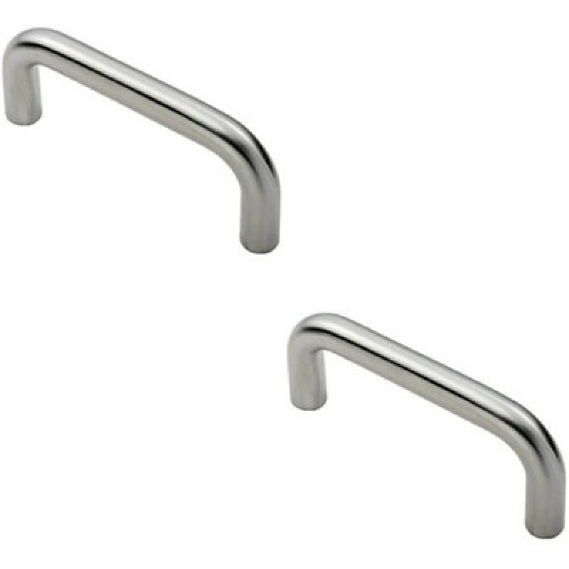 Image of Loops 2x Round D Bar Pull Handle 169 x 19mm 150mm Fixing Centres Satin Steel Metallics unisex
