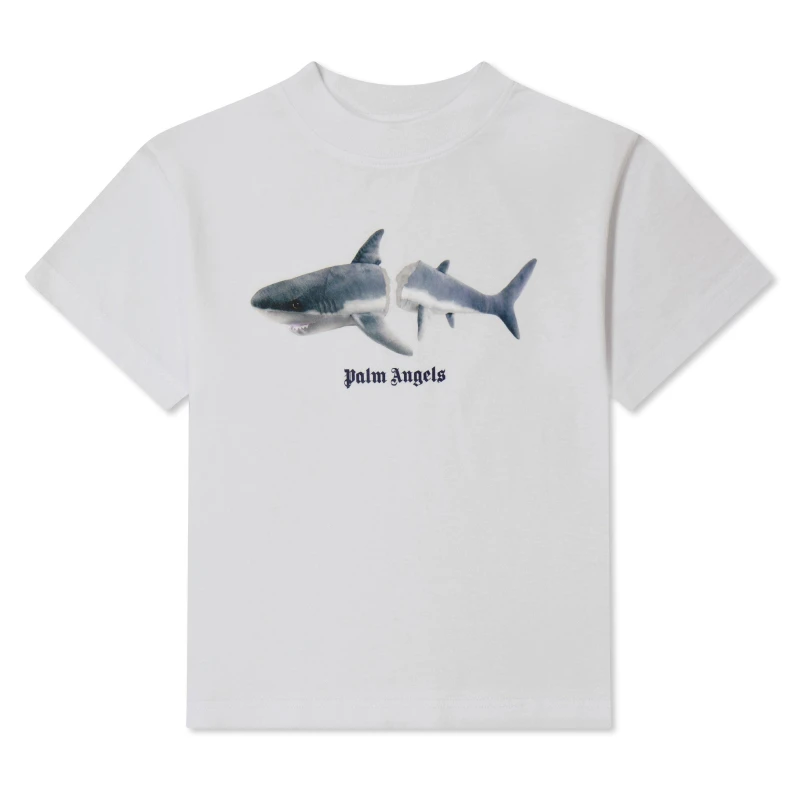 Image of Palm Angels Boy's Shark T Shirt White Medi 0106 male 6 Years