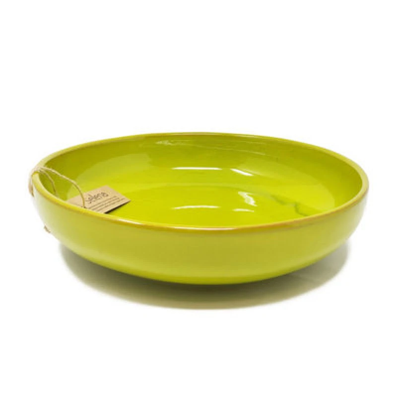 Image of Verano Spanish Ceramics Selena Glazed Hand Dipped Kitchen Dining Large Bowl Lime Green (Diam) 27Cm