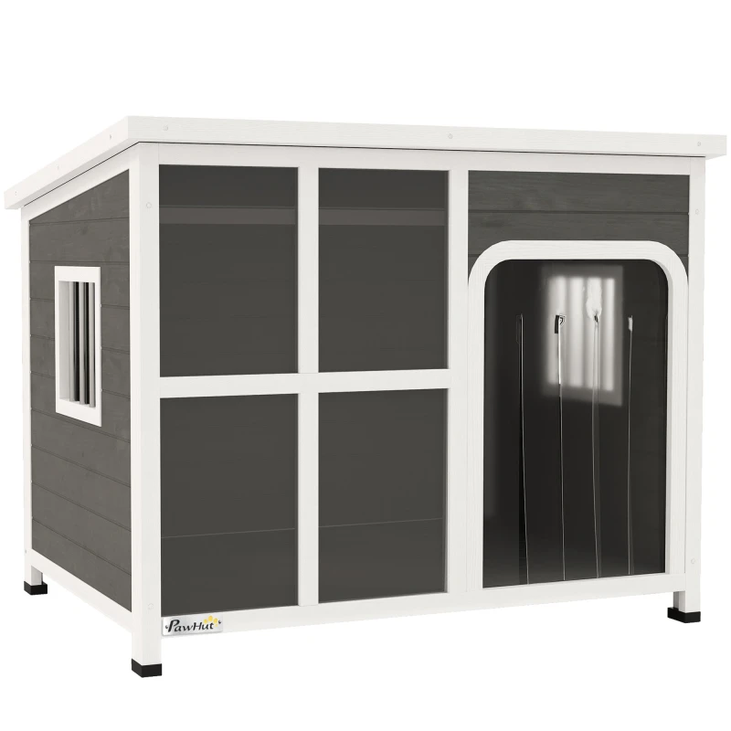 Image of PawHut Wooden Dog Kennel Outdoor w/ Openable Top - Large TJ Hughes Light Grey 5063603324565
