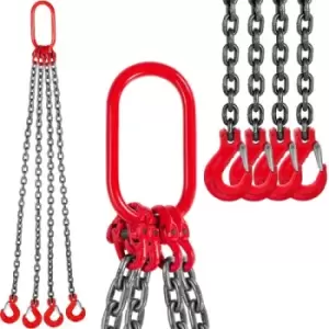 Image of VEVOR 4 Legs Lifting Hook Chain Sling 2Mx8MM, 4T Lifting Chain Sling Legs Steel Factories Steel Powder Coating Lifting Chain High Temperature Resistan
