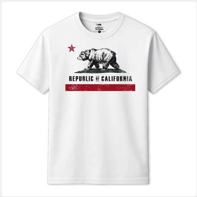 Image of Republic of California Old Flag T-Shirt White male Small