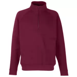 Image of Fruit of the Loom Adults Unisex Classic Zip Neck Sweatshirt (S) (Burgundy)