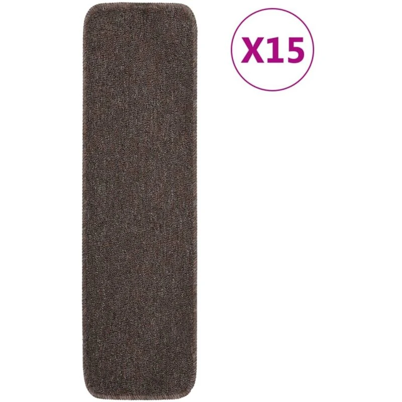 Image of VIDAXL Anti Slip Stair Mats 15 pcs 75x20cm Brown Rectangular Vidaxl 8720286849163