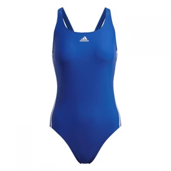 Image of adidas Womens Fit 3-Stripes Swimsuit - Royal Blue / White