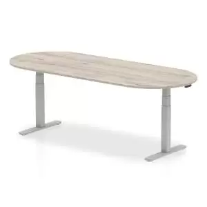 Image of Impulse 2400mm Boardroom Table Grey Oak Top Silver Height Adjustable