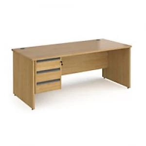 Image of Dams International Straight Desk with Oak Coloured MFC Top and Graphite Frame Panel Legs and 3 Lockable Drawer Pedestal Contract 25 1800 x 800 x 725mm