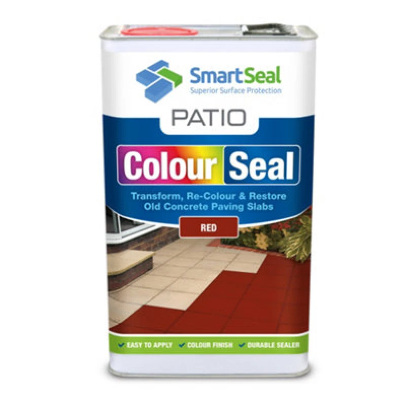Image of Smartseal Patio Colourseal, Red, Seal And Restore Concrete Paving Slabs, Concrete Paint For Patio, Concrete Sealer, 5L
