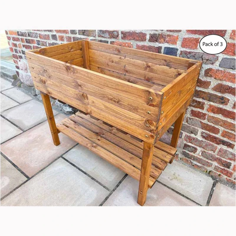 Image of Charles Taylor Multi Pack of 3 - The Peakes Veg Planter - Wood - L55.5 x W102 x H85cm in Brown Brown Unisex