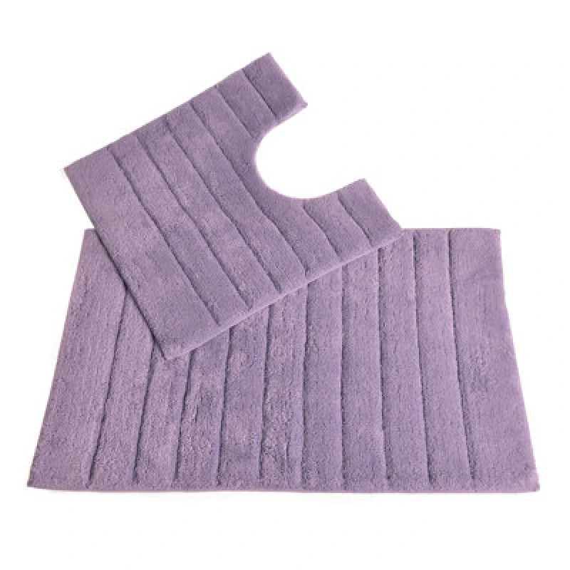 Image of Allure Bath Fashions Ribbed Two Piece Bath Mat & Toilet Mat Set - Heather