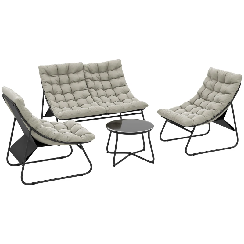 Image of Outsunny 4 PC Garden Furniture Set with Loveseat, Chairs, Table, Light Grey 84G-527V70LG