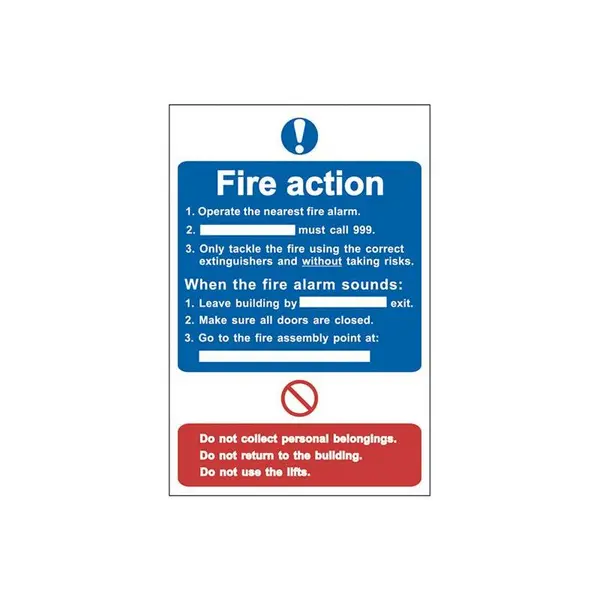 Image of SCAN 0165 Fire Action Procedure - pvc Sign 200 x 300mm SCA0165 - Scan 0165